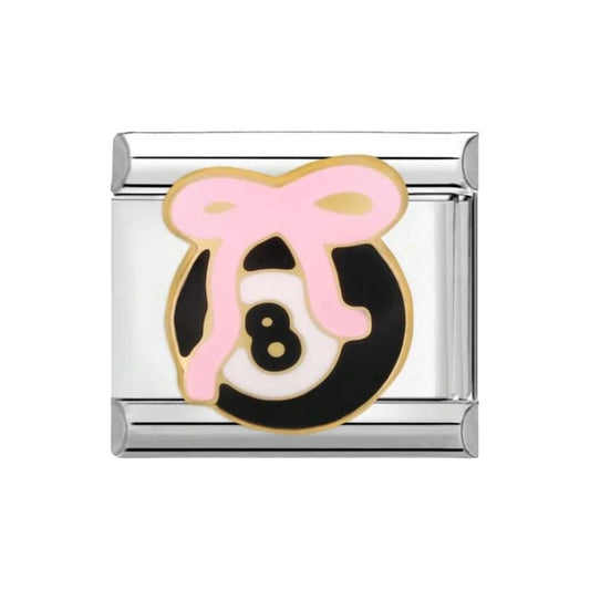 8 Ball Pink Bow | Charm